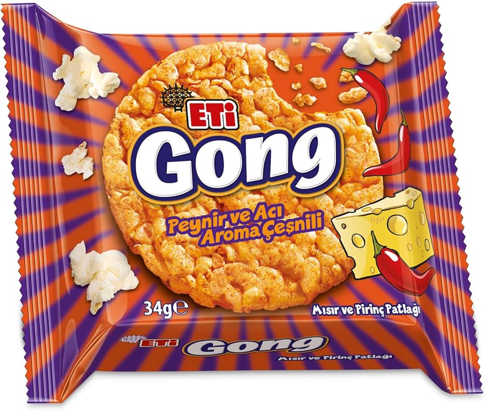 Eti Gong Peynir ve Acı Aroma Çeşnili Mısır ve Pirinç Patlağı 34 g 